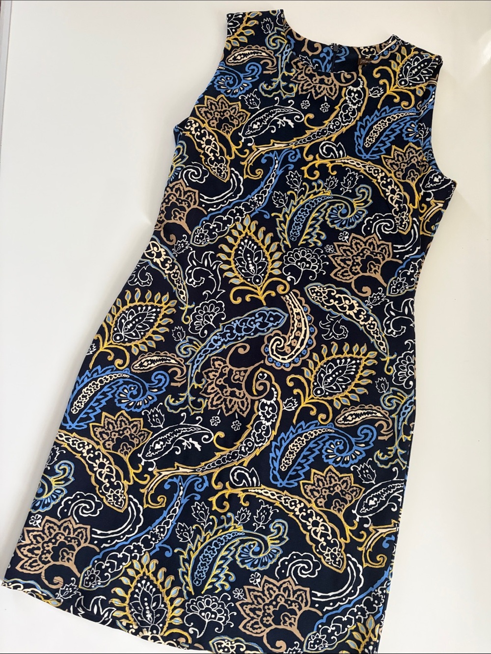 J. McLaughlin Devon Sheath Dress in “Fillmore Paisley” Bainbridge Cloth Large